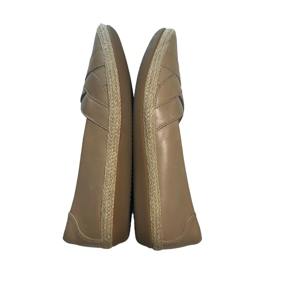 Clarks Collection Women Tan Leather Espadrille Flat Shoes